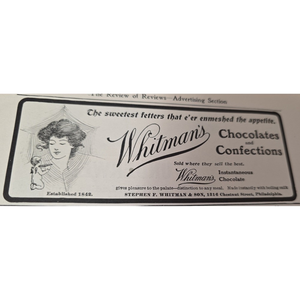 Vintage 1903 Whitman's Chocolates Print Ad Gibson Girl Philadelphia Ephemera